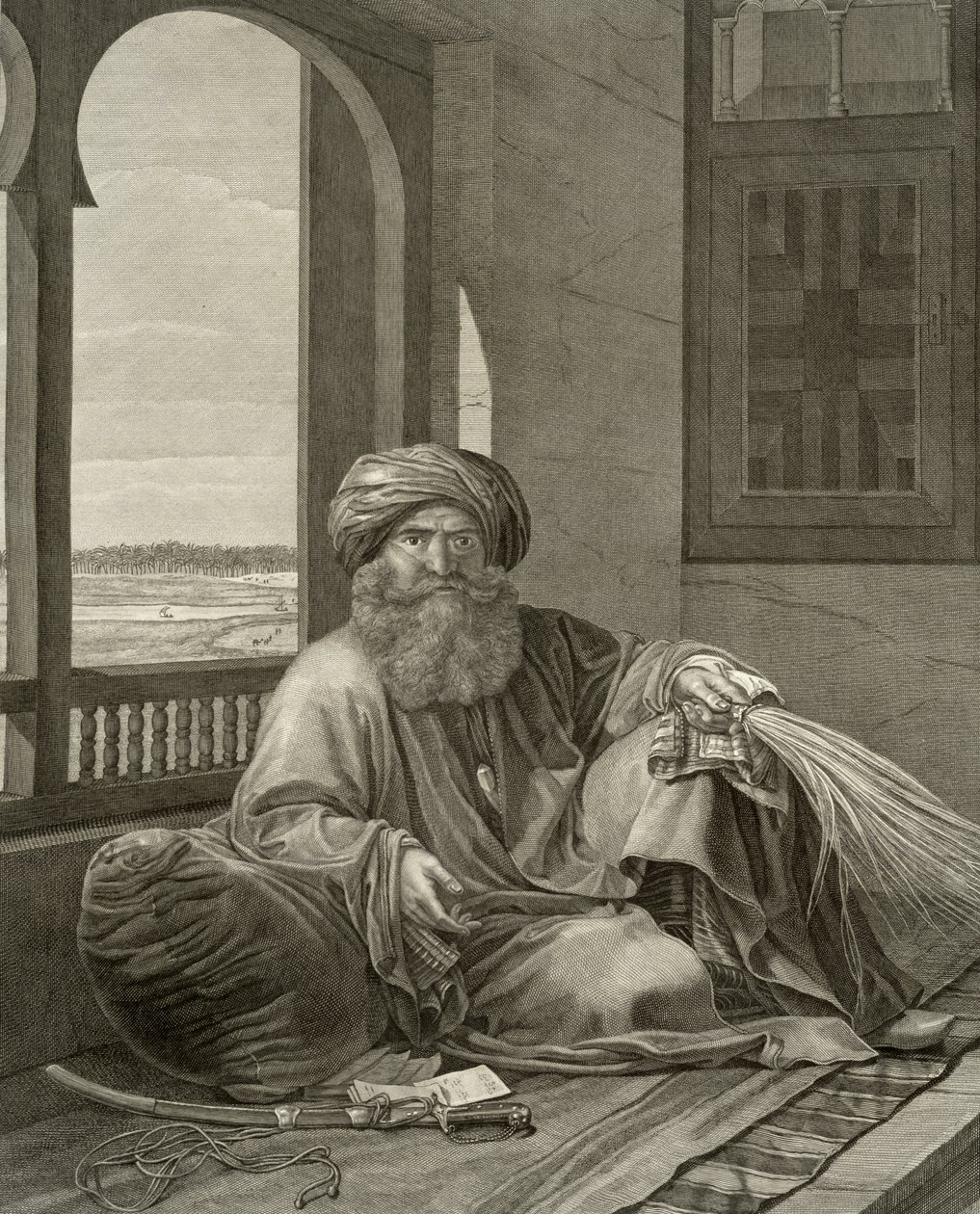 Mourad Bey, från volym II Kostymer och porträtt i "Beskrivning av Egypten", graverad av Nicolas Ponce (1746-1831), publicerad på order av Napoleon 1822. av Andre Dutertre