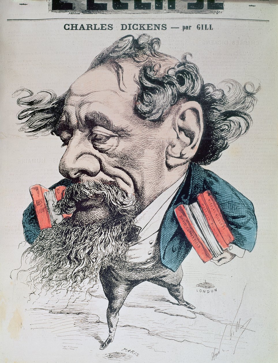 Charles Dickens på ryttaren i Engelska kanalen, omslagsillustration från "L