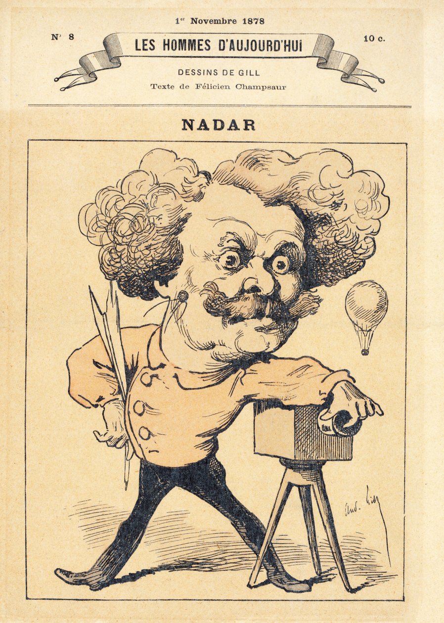 Nadar, pub. 1878 (handkolorerad gravyr) av Andre Gill