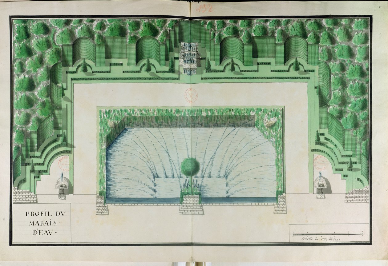 Ms 130747 Design för en vattenträdgård i Versailles av Andre Le Notre