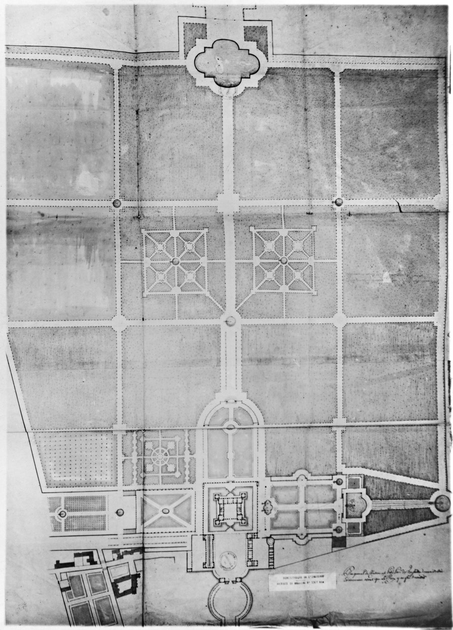 Plan över de första verken i Versailles av Andre Le Notre