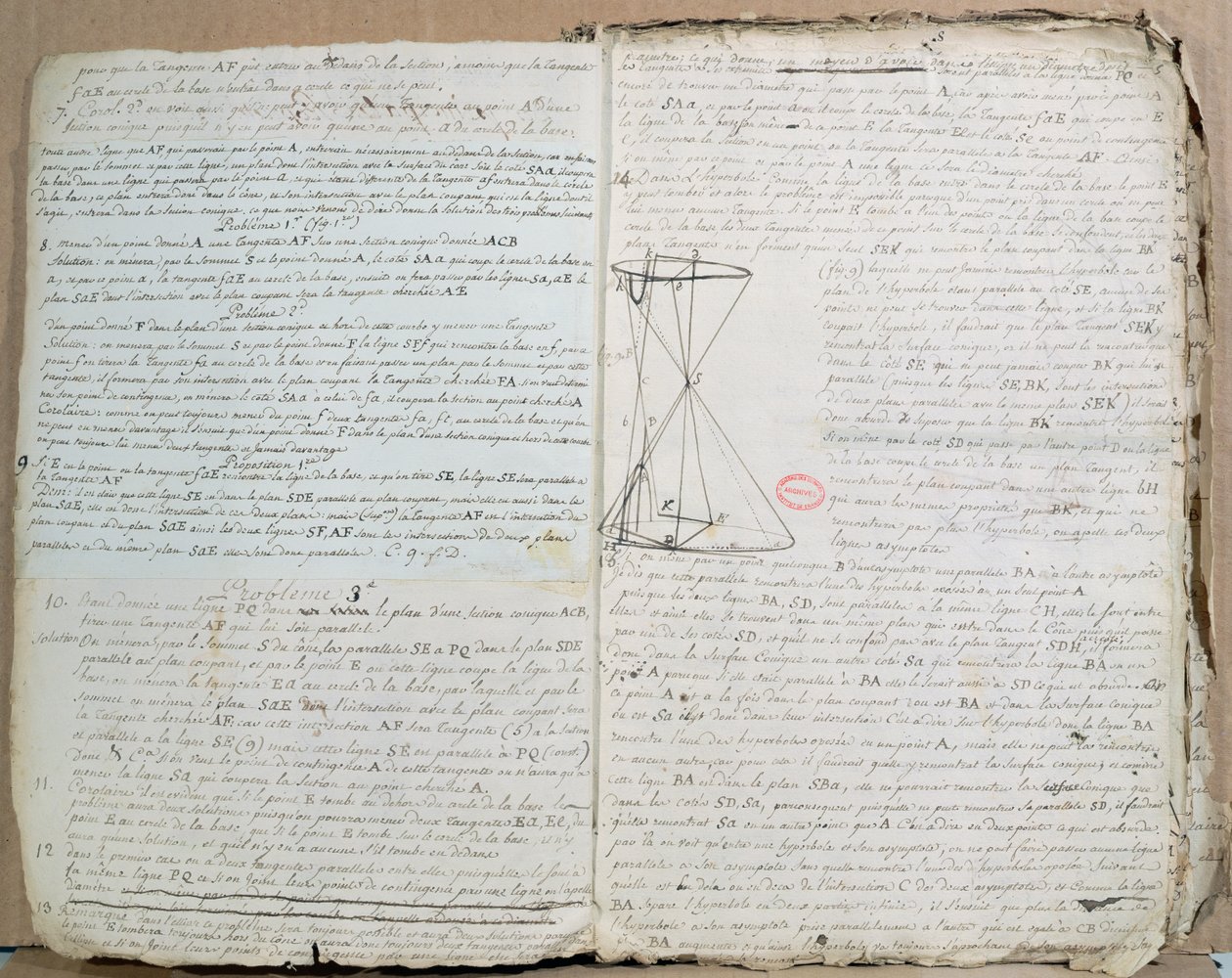 Ms 198 sida från Traite des Sections Coniques, 1788 penna och bläck på papper av Andre Marie Ampere