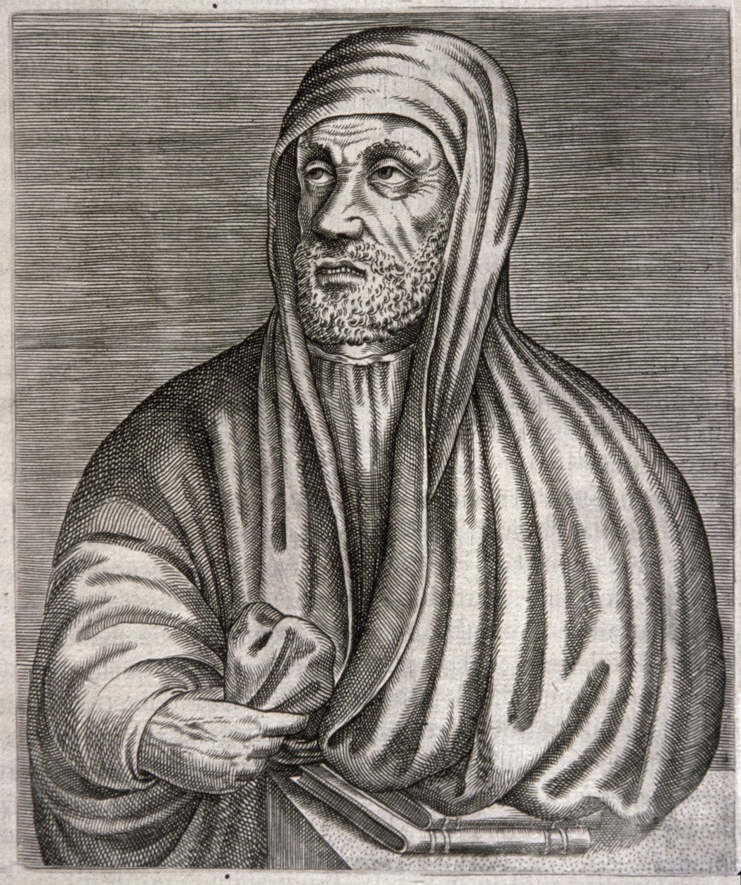 Porträtt av Abu Ali al-Husain ibn Abdallah ibn Sina kallad Avicenna (gravyr) av Andre (after) Thevet