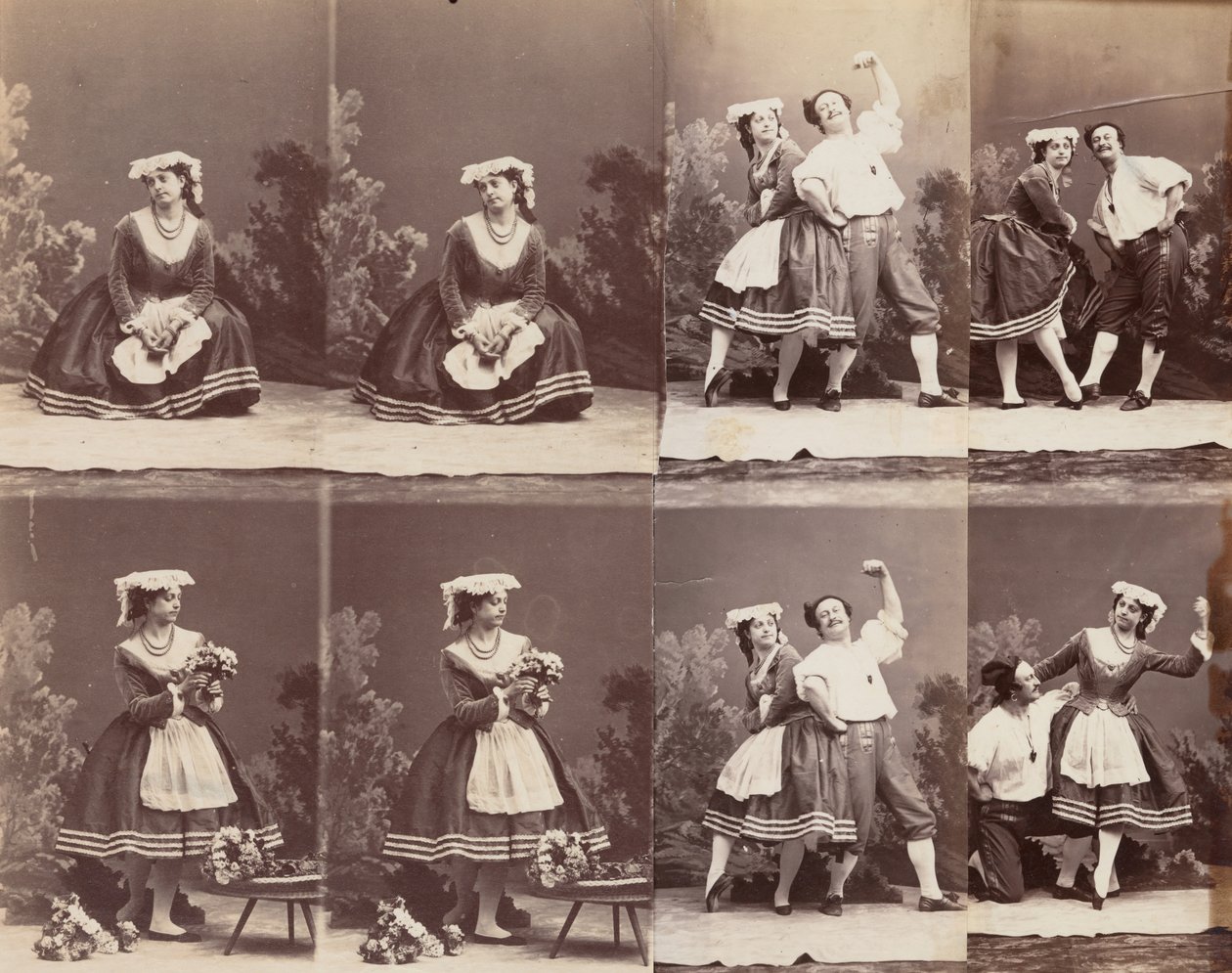 Eugenie Schlosser och Coralli, 1863. av Andre Adolphe Eugene Disderi