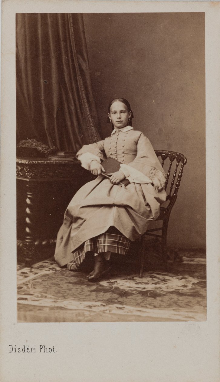 Porträtt av prinsessan Eugenia Maximilianovna av Leuchtenberg 1845-1925, ca 1865. av Andre Adolphe Eugene Disderi