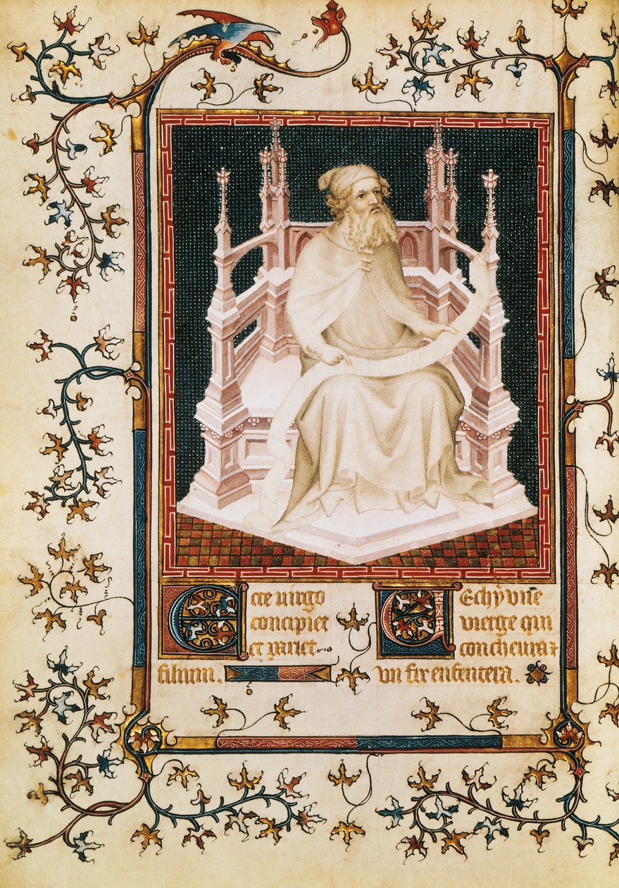 Profeten Jesaja, miniatyr från Psaltern, av Andre Beauneveu för hertigen av Berry, manuskript, Frankrike. av Andre Beauneveu