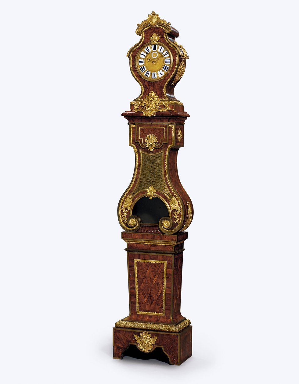 En Regency ormolu-monterad kvartslående klocka, c.1720 (ormolu, mässingsinlägg, tonat horn och kingwood) av Andre Charles (attr. to) Boulle