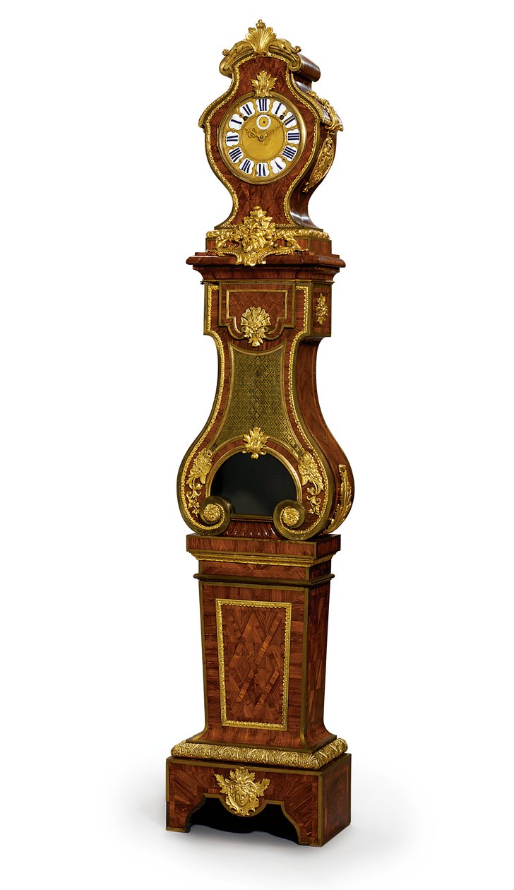 Regence quarter slående regulator, urverket av Thuret, c.1720 (ormolu-monterad, Boulle-mässing inlagt blåtonat horn & kingwood) (se även 469018) av Andre Charles (attr. to) Boulle