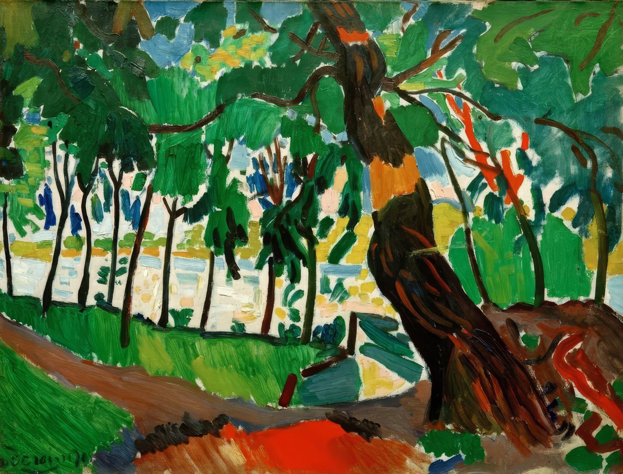Träd, flodlandskap av Andre Derain