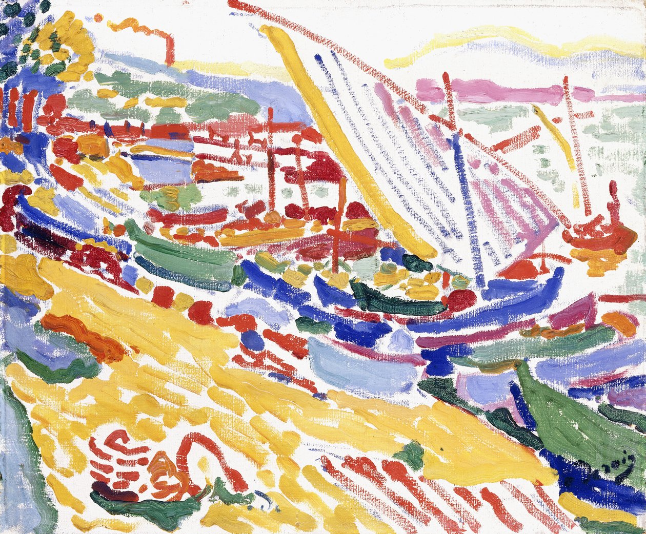 Båtar vid hamnen i Collioure av Andre Derain