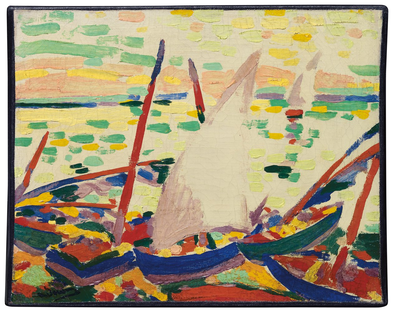 Båtar på stranden vid Collioure; Bateaux sur la plage a Collioure av Andre Derain