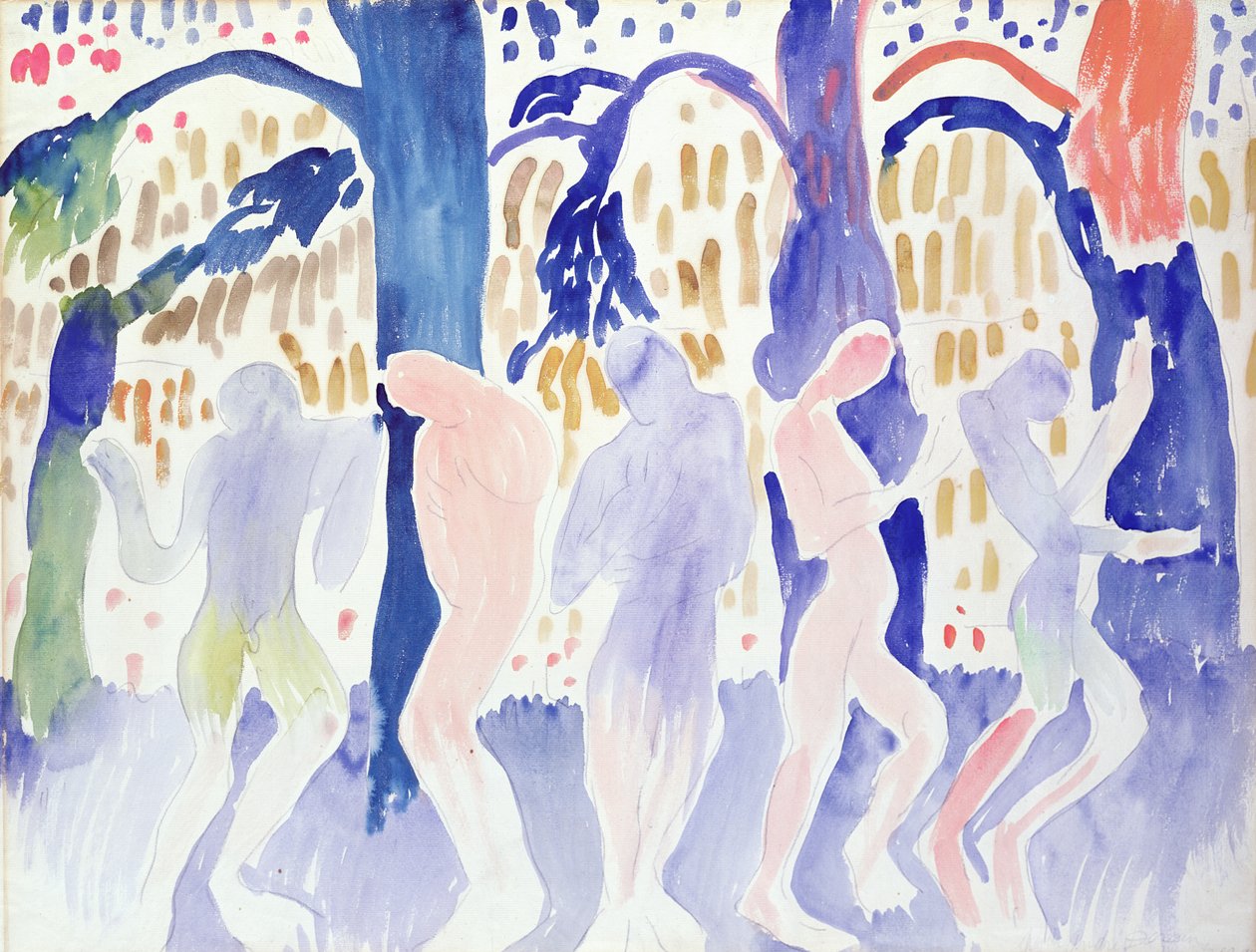 Five Nudes, ca 1904-05 (akvarell på papper) av Andre Derain