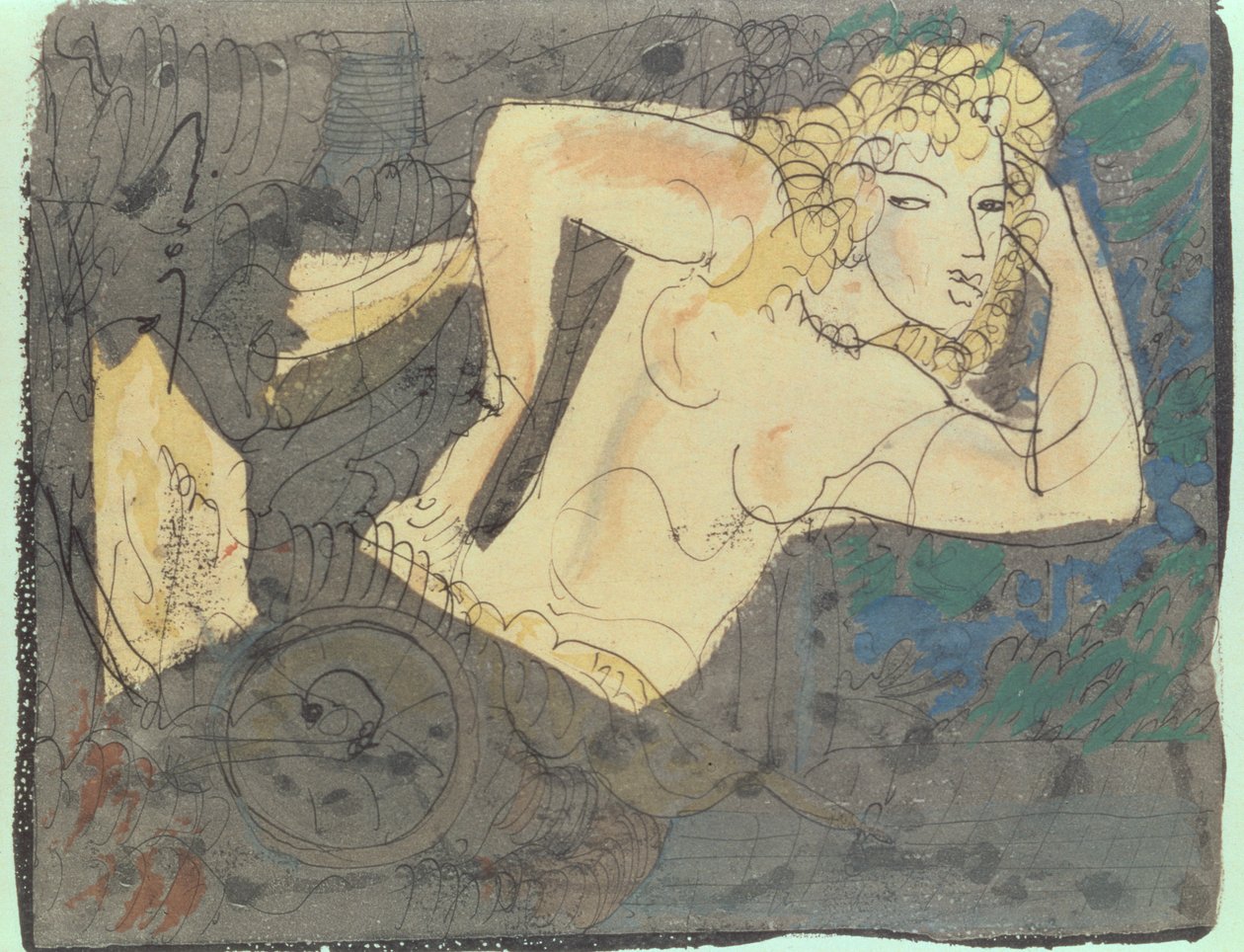 Illustration till dikten "The Spinner" från "Albums of Ancient Verse, Charms" av Paul Valery (1871-1945) (blandteknik) av Andre Derain