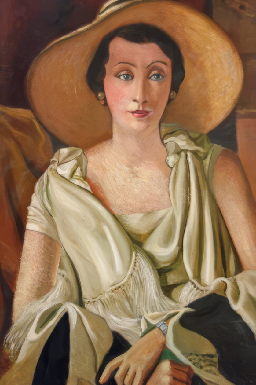 Porträtt av Madame Paul Guillaume med stor hatt av Andre Derain