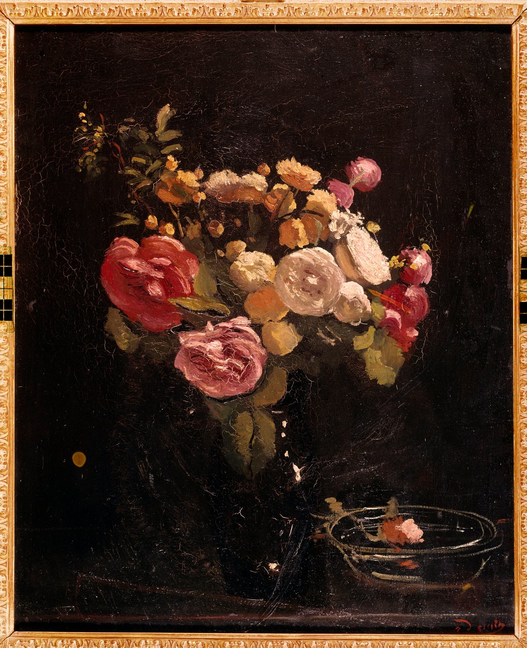 Rosor i en svart vas, 1900-tal (olja på duk) av Andre Derain