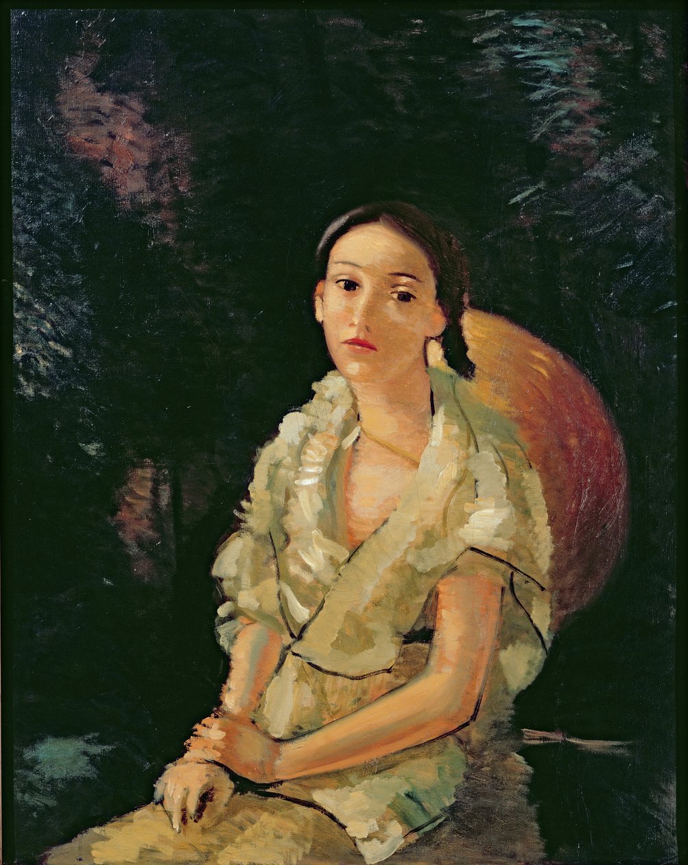 Den sittande målarens systerdotter, ca 1931 (olja på duk) (se även 287563) av Andre Derain