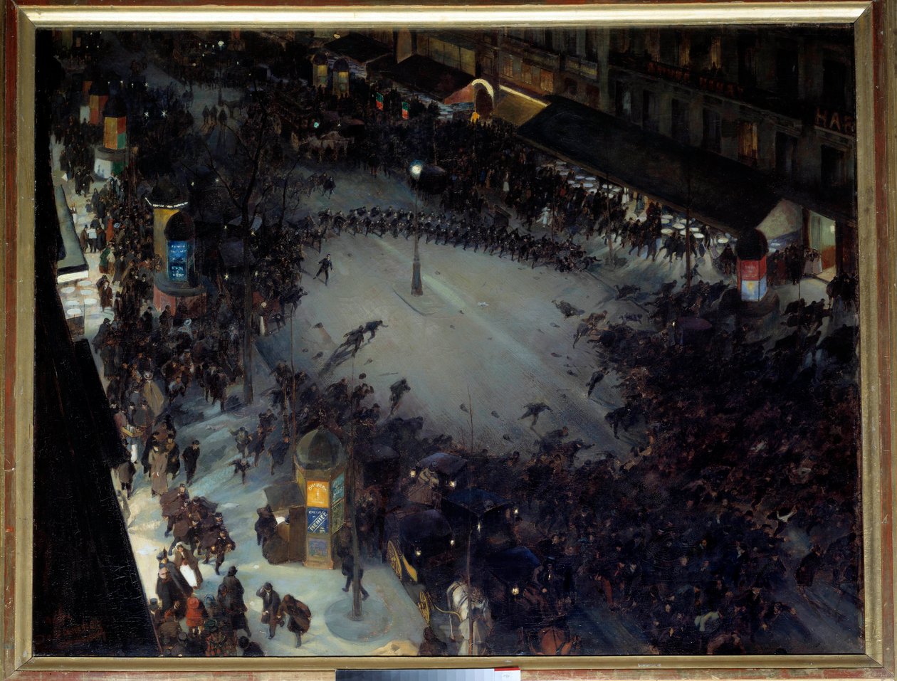La charge, Boulevard Montmartre Scen för demonstrationer i Paris. Målning av Andre Devambez (1867-1944) 1901 Sön. 1,27 x 1,62 m. Paris, Musée d