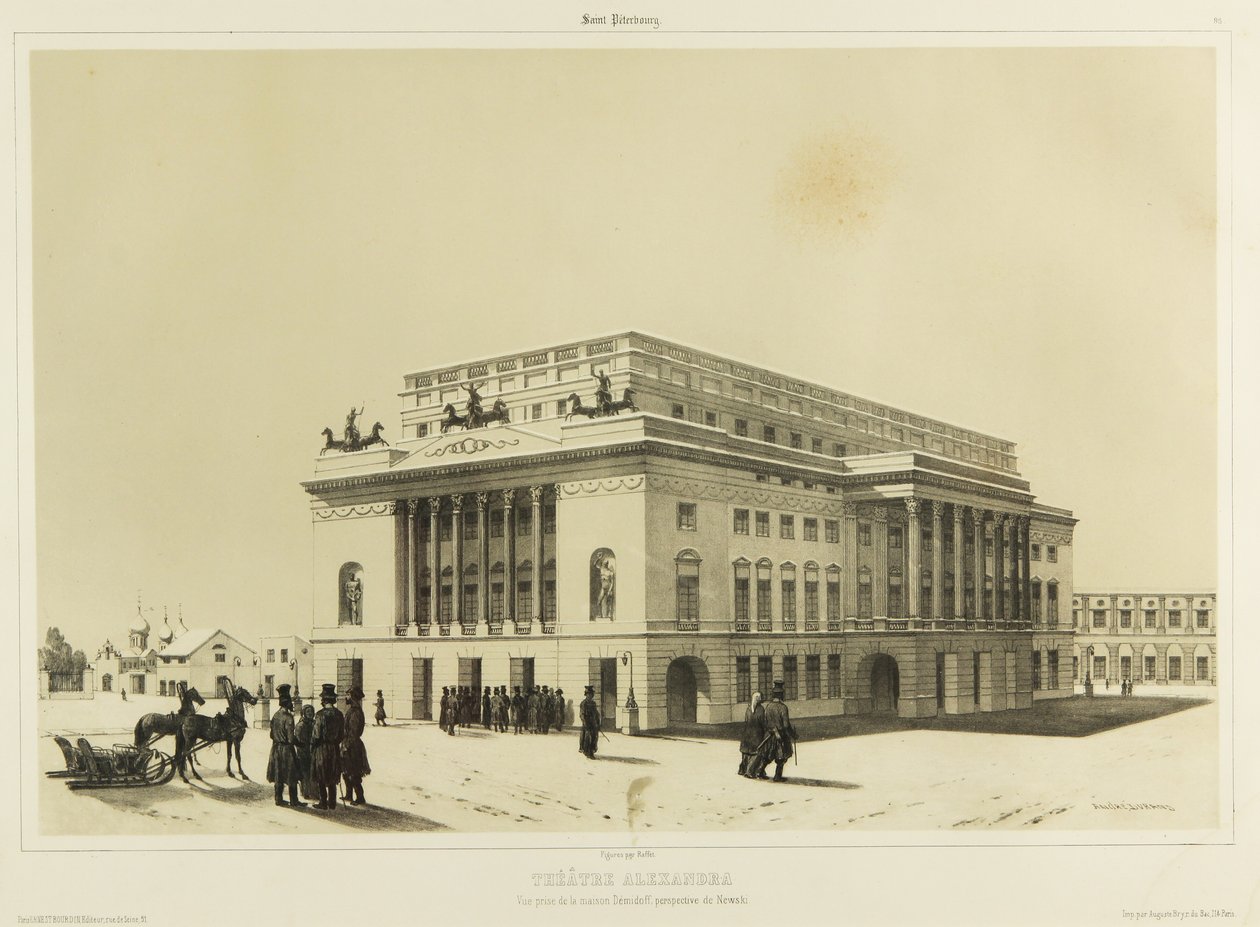 Alexandrinsky-teatern i Sankt Petersburg, ca. 1840 av Andre Durand