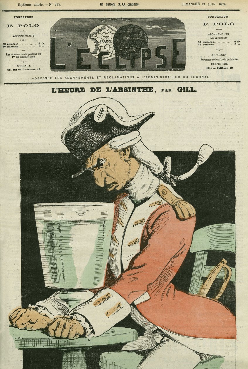 Absinthe hour, illustration av en dikt av Gill. Omslag i "" L