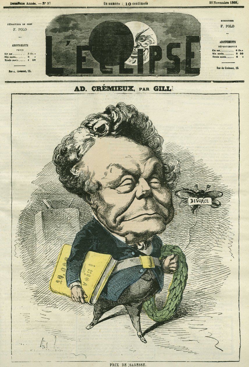 Adolphe Cremieux (1796-1880), advokat, politiker och president för Israels Universal Alliance. Omslag i "" L