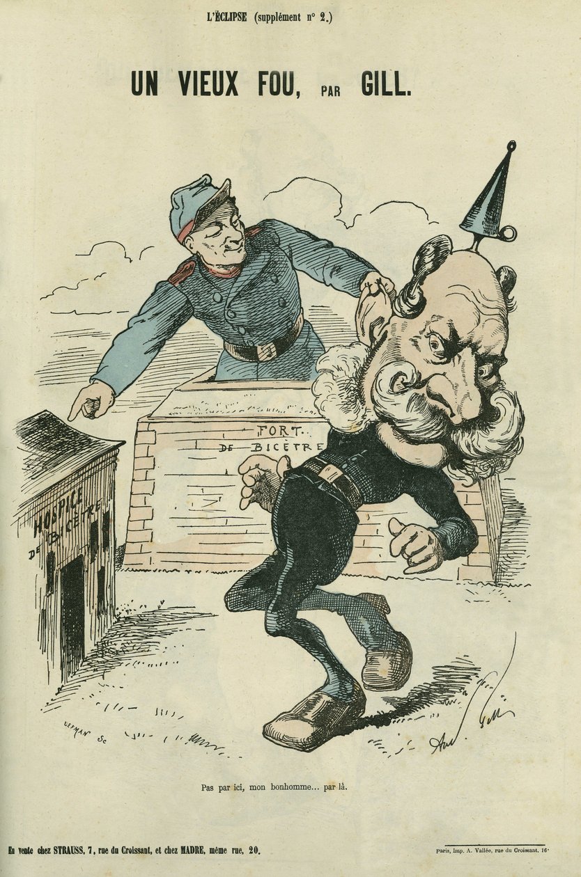 En gammal dåre, karikatyr av Vilhelm I av Tyskland (1797-1888). Tillägg i "" L