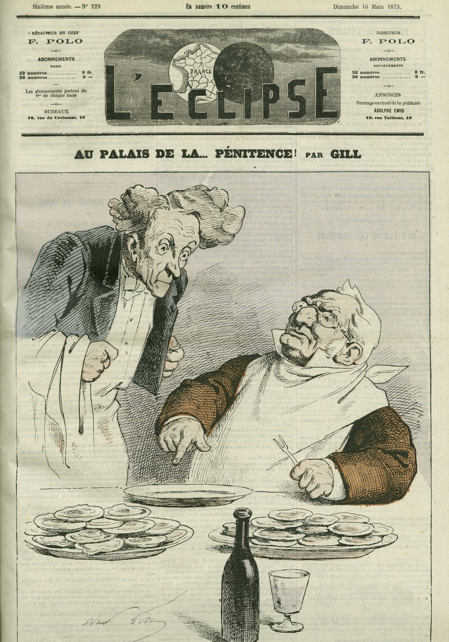 I ångerpalatset, karikatyr av republikens president Adolphe Thiers (1797-1877). Omslag i "" L