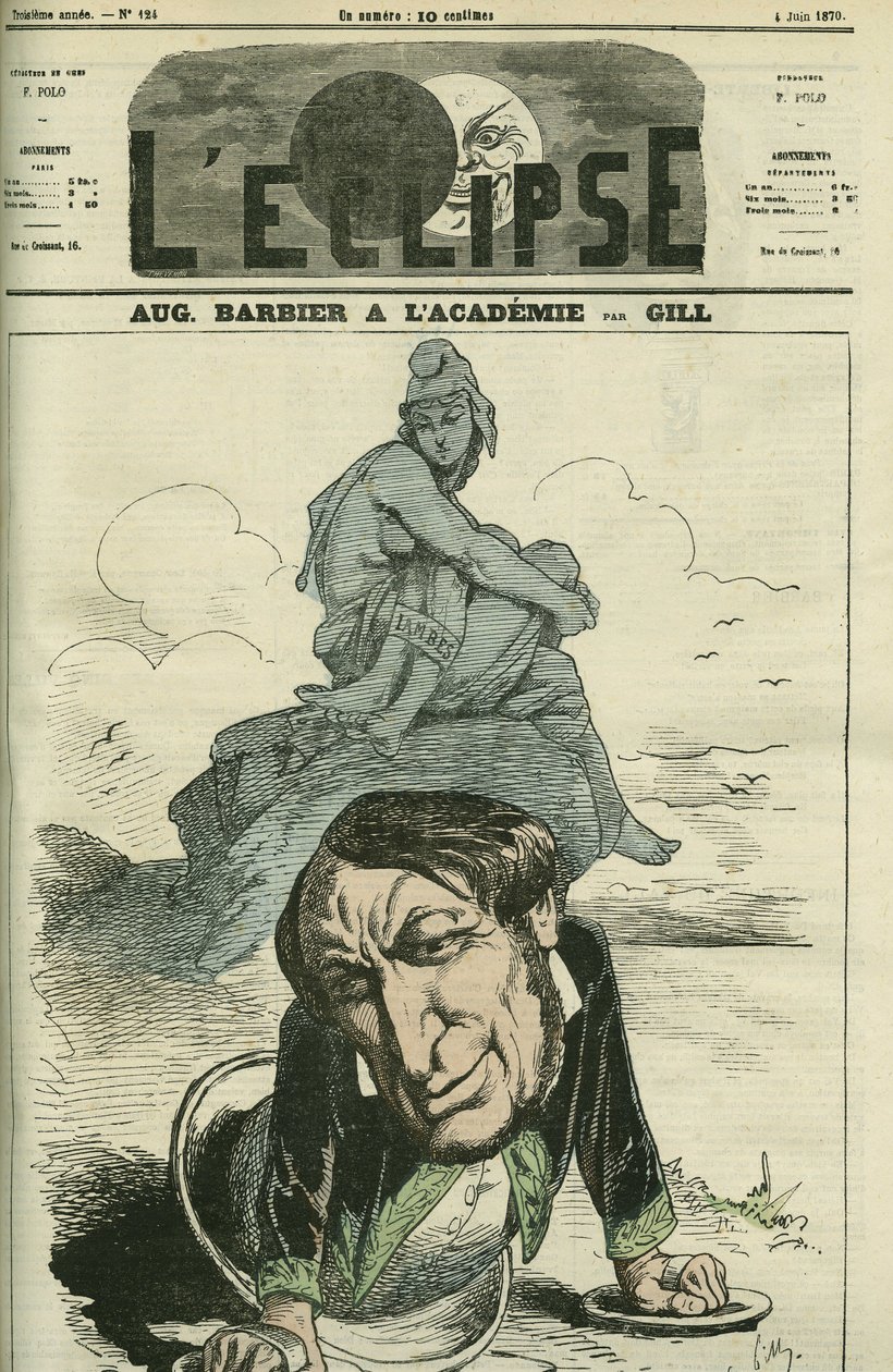 Auguste Barbier (1805-1882), fransk poet invald i Franska Akademien 1869. Omslag i "" L