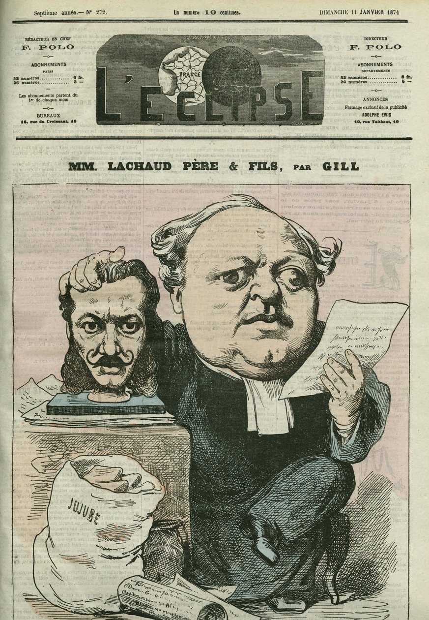 Tecknad av Charles Lachaud (1817-1882), fransk advokat. Omslag i "" L