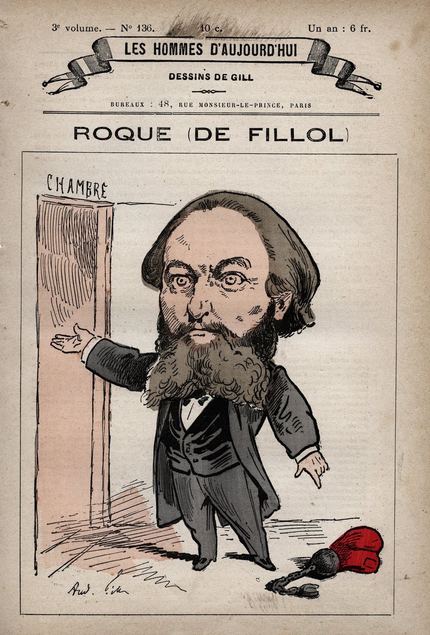 Tecknad film av Jean Thoxene Roque av Fillol 1824-1889 engelsk politiker från "The Men of Today" ca. 1779 - 1880 av Andrew Gill (1840-85) av Andre Gill