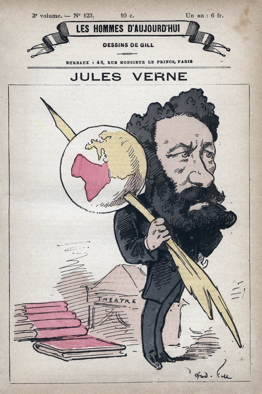 Tecknad film av Jules Verne (1828-1905) från "Les Hommes d