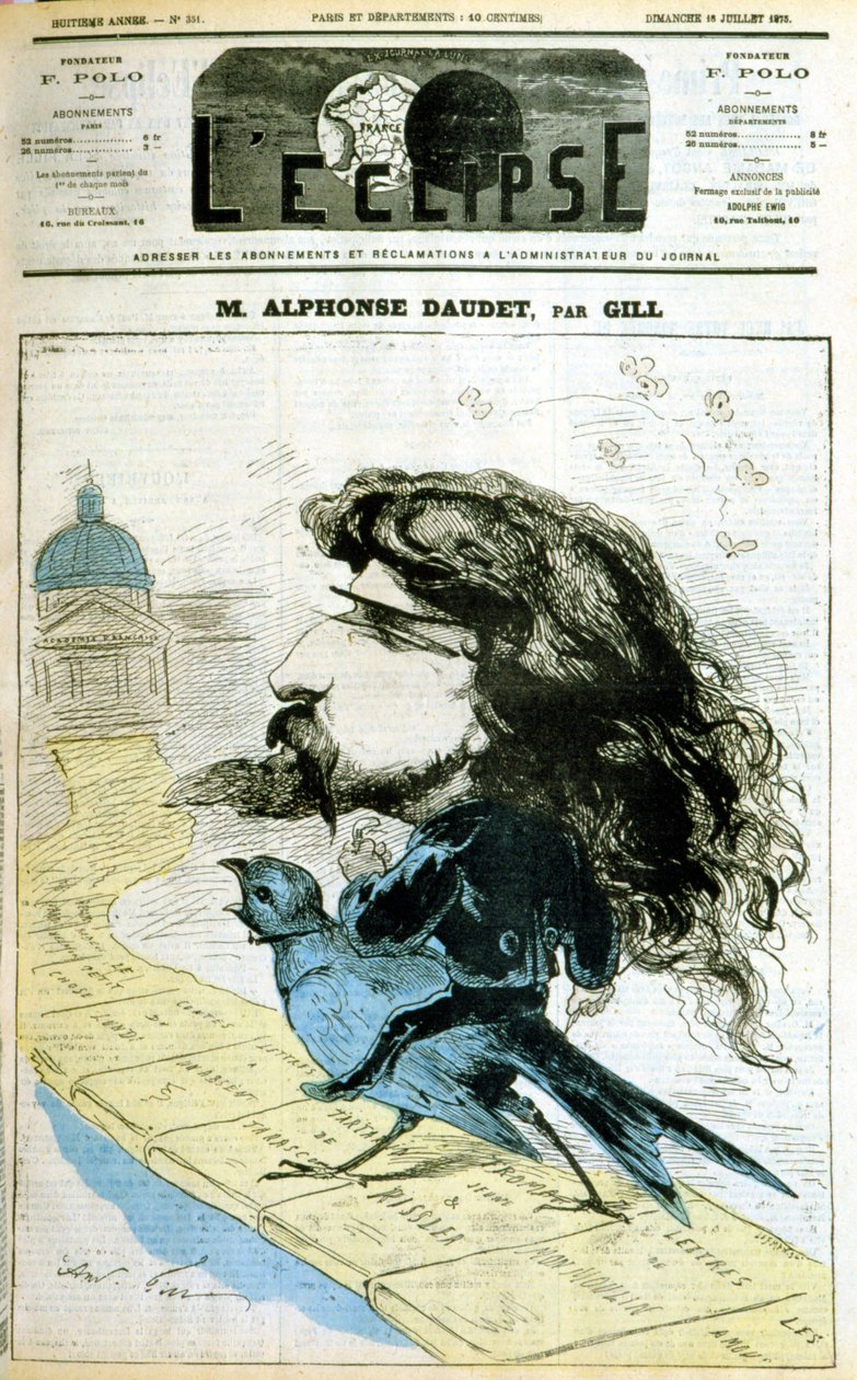 Tecknad film om Alphonse Daudet och den franska akademin - av Gill, i "" L