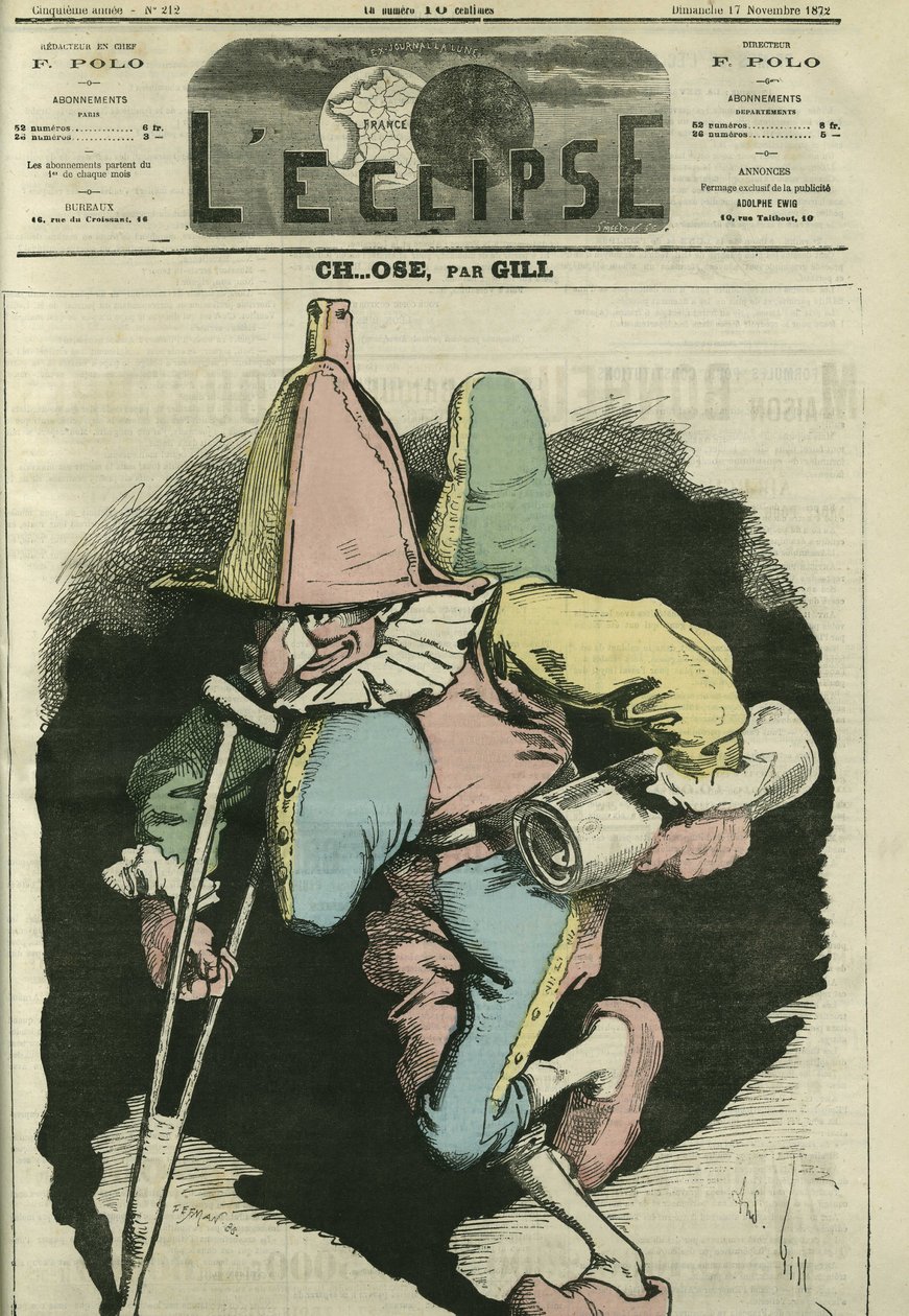 Ch... vågar, illustration av en harlekin med bekeel och med ett horn på mage och rygg. Omslag i "" L