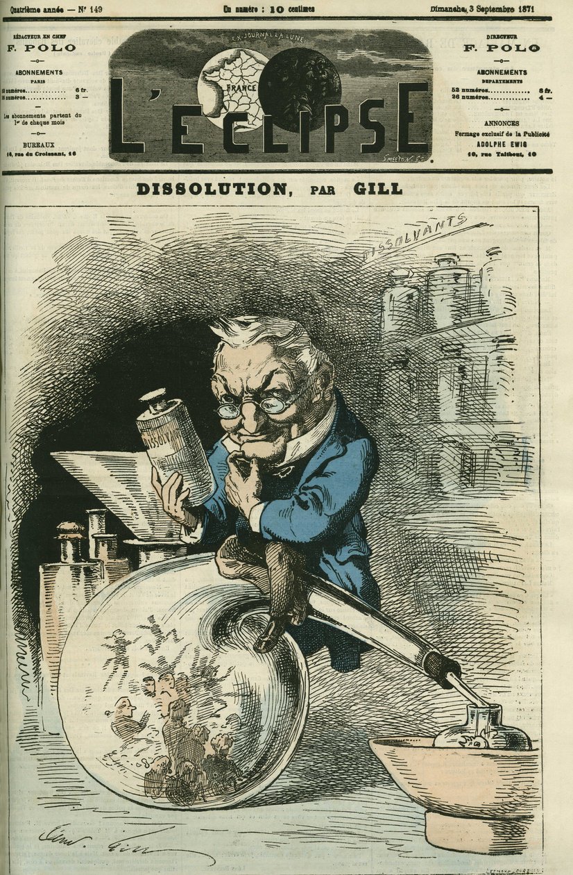 Upplösning, Adolphe Thiers (1797-1877), historiker och republikens president. Omslag i "" L