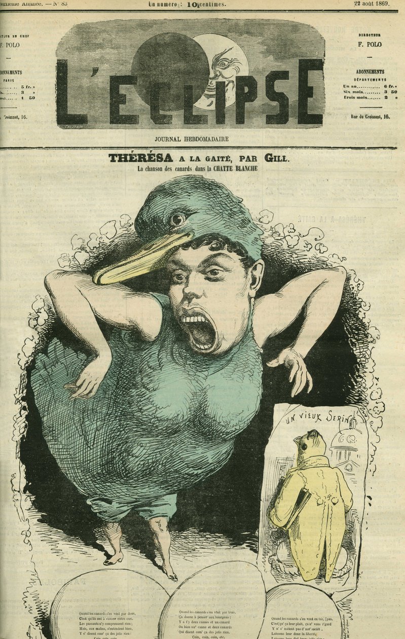 Emma Valendon dit Theresa (1837-1913), sångerska i "The Tyrolean ducks" på Gaite Theatre. Omslag i "" L