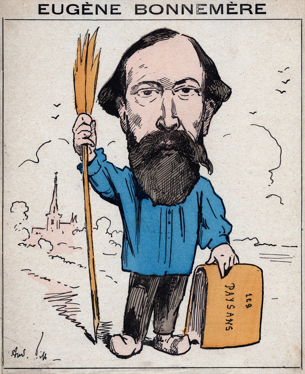 Joseph Eugene Bonnemere (1813-1893) fransk historiker och författare - tecknad av Andre Gill, i "Les Hommes d