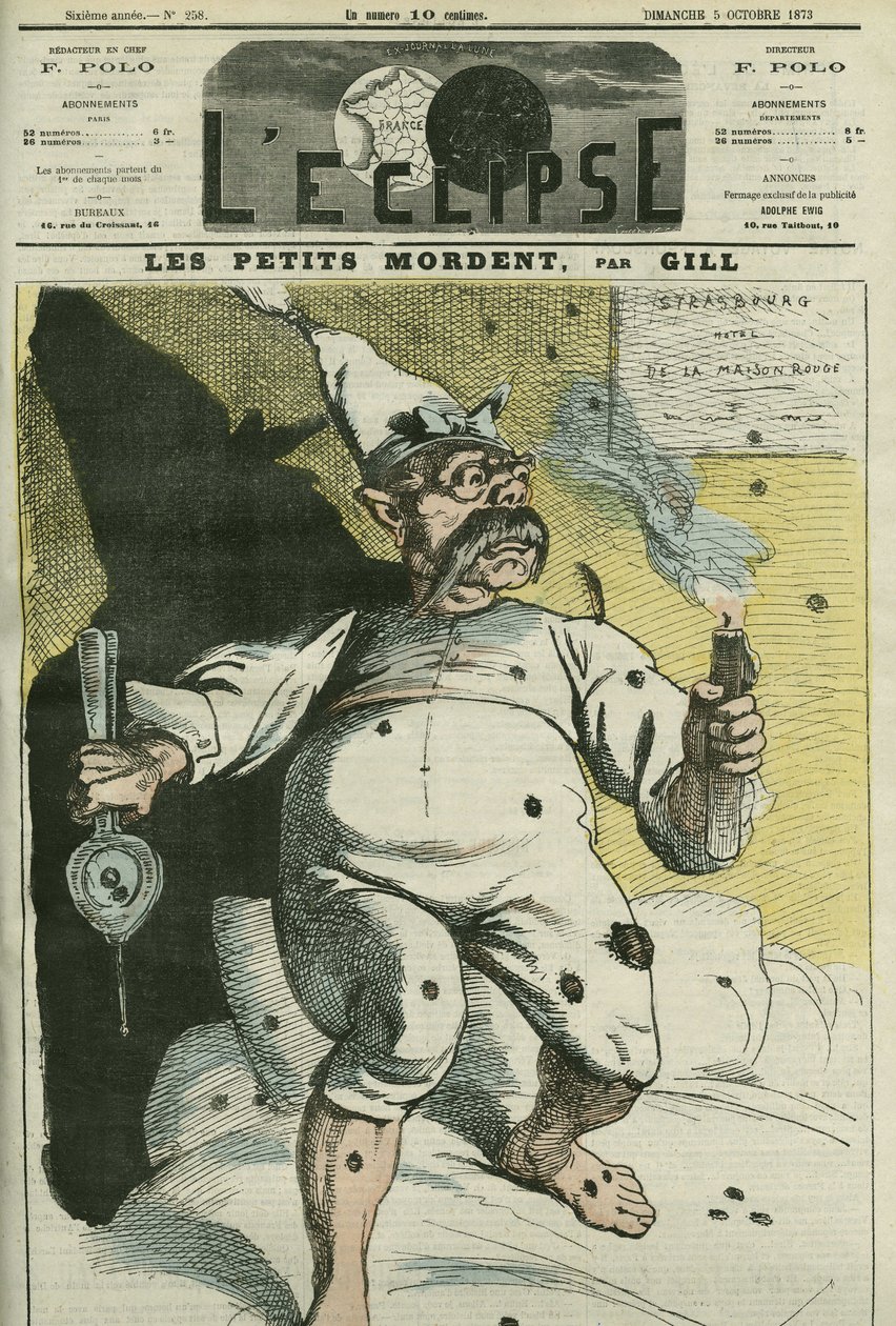 Små bitar, karikatyr av Vilhelm I (1797-1888), kung av Preussen och kejsare av Tyskland. Omslag i "" L