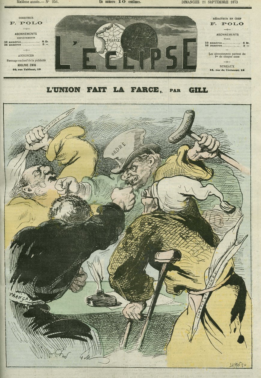 Lunion gör farsen”, karikatyr av de politiska tidningarna “L
