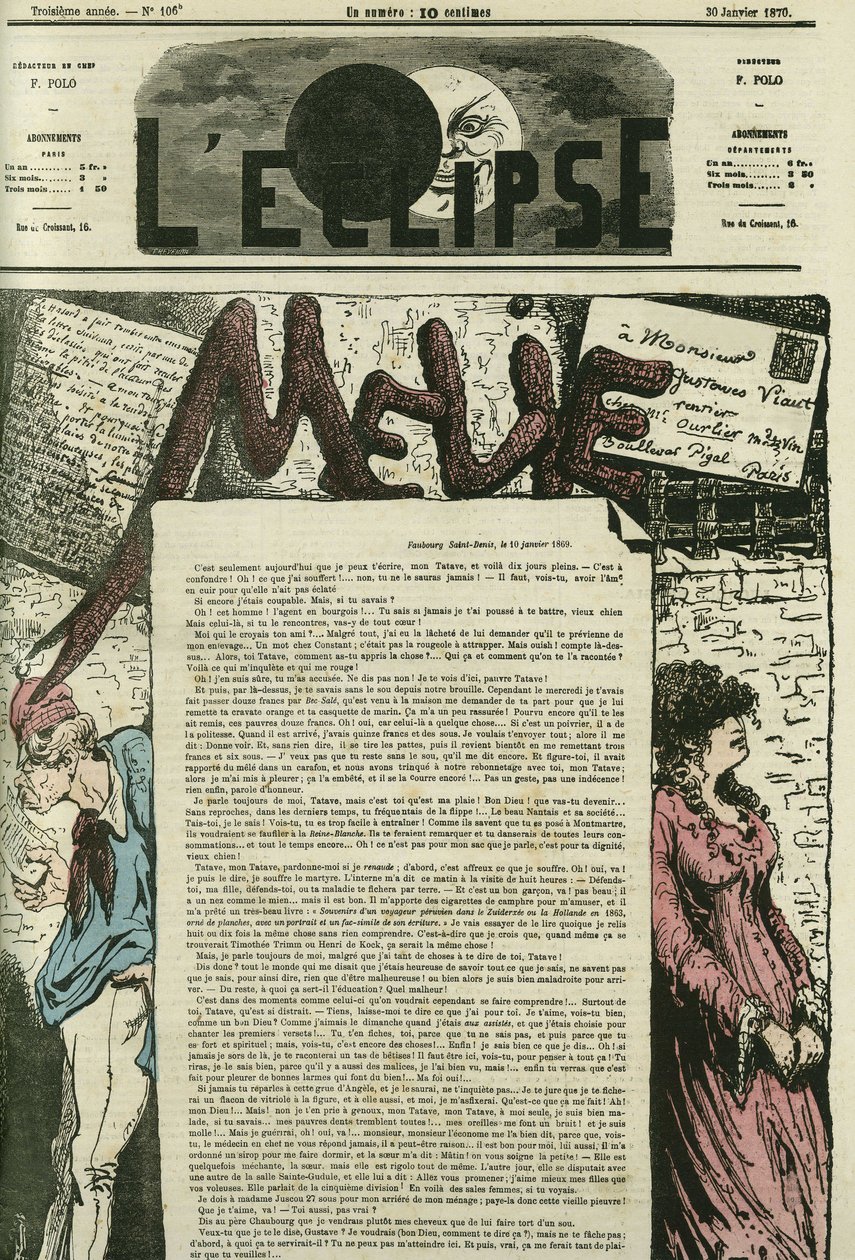 Melie, Melies kärleksbrev har hennes "Tatave", Gustave Viaut. Omslag i "" L