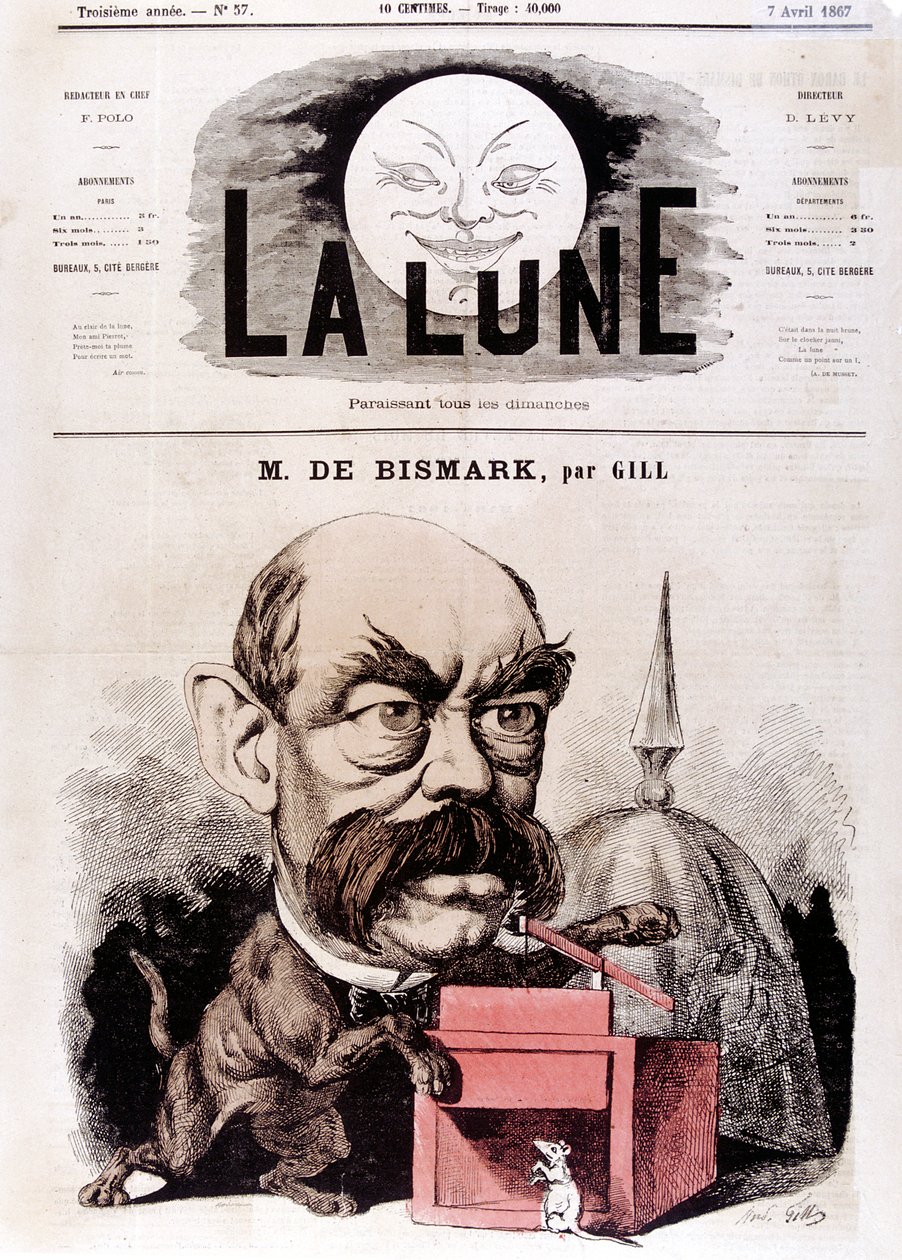 Otto von Bismarck tysk statsman, när konservativ deputerad och inspektör av Dykes, 1867 av Andre Gill