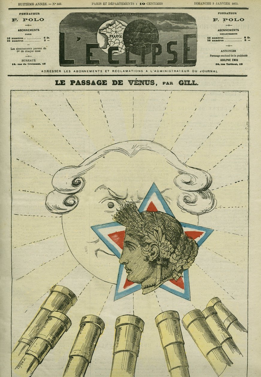Passage av Venus (republiken) före solen (monarkin) 1874. Omslag i "" L