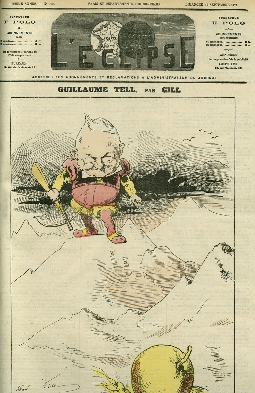 Porträtt av Adolphe Thiers i Guillaume Tell (1797-1877), fransk historiker och politiker. Omslag i "" L