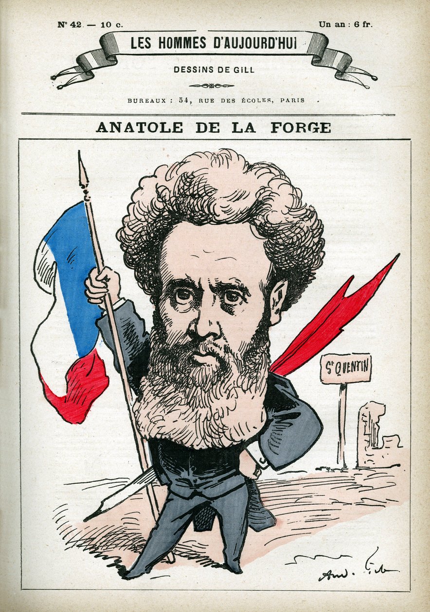 Porträtt av Anatole de la Forge (1821-1892), fransk politiker och militär. Tecknad av Gill, i "Les Homme d