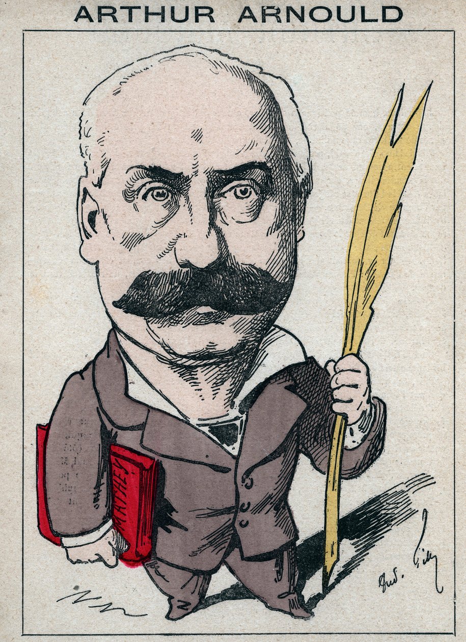 Porträtt av Arthur Arnould (1833-1895), en fransk journalist och politiker, han deltog aktivt i Paris Commune - Cartoon av Andre Gill i "Les Hommes d