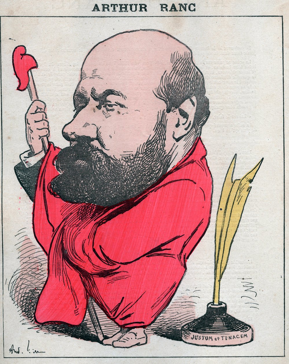 Porträtt av Arthur Ranc (1831-1908) fransk journalist och politiker - Tecknad av Andre Gill i "Les Hommes d