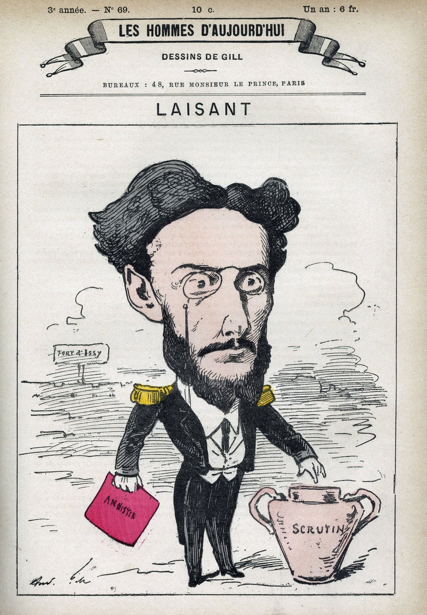 Porträtt av Charles-Ange Laisant (1841-1893), fransk vetenskapsman och politiker. Tecknad av Gill, Paris. av Andre Gill