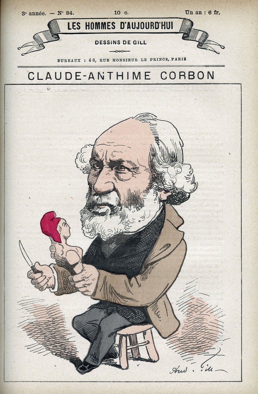 Porträtt av Claude Anthime Corbon (1808-1891), fransk senator. Tecknad av Gill i "The Men of Today". av Andre Gill