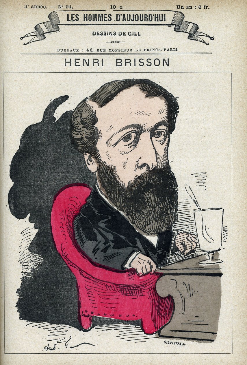 Porträtt av Eugene Henri Brisson (1835-1912), fransk advokat, journalist och politiker. Tecknad av Gill, Paris. av Andre Gill