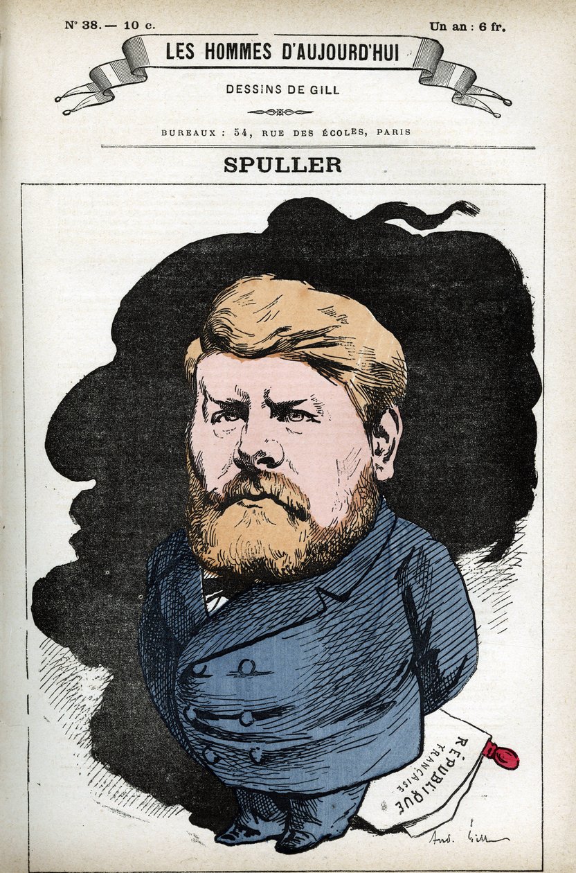 Porträtt av Eugene Spuller (1835-1896), fransk politiker och advokat. Tecknad av Gill, i "Les Homme d