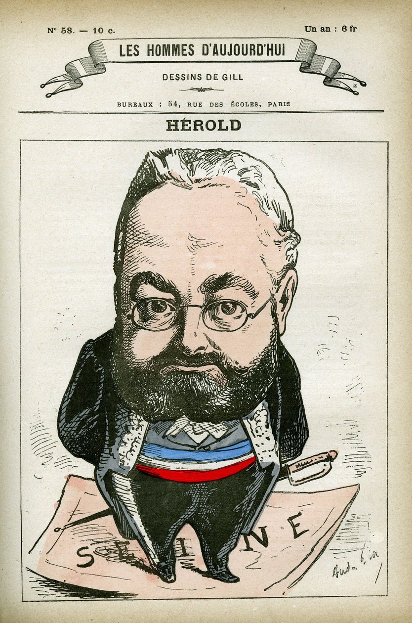 Porträtt av Ferdinand Herold (1828-1882), fransk politiker. Karikatyr av Gill, Paris. av Andre Gill