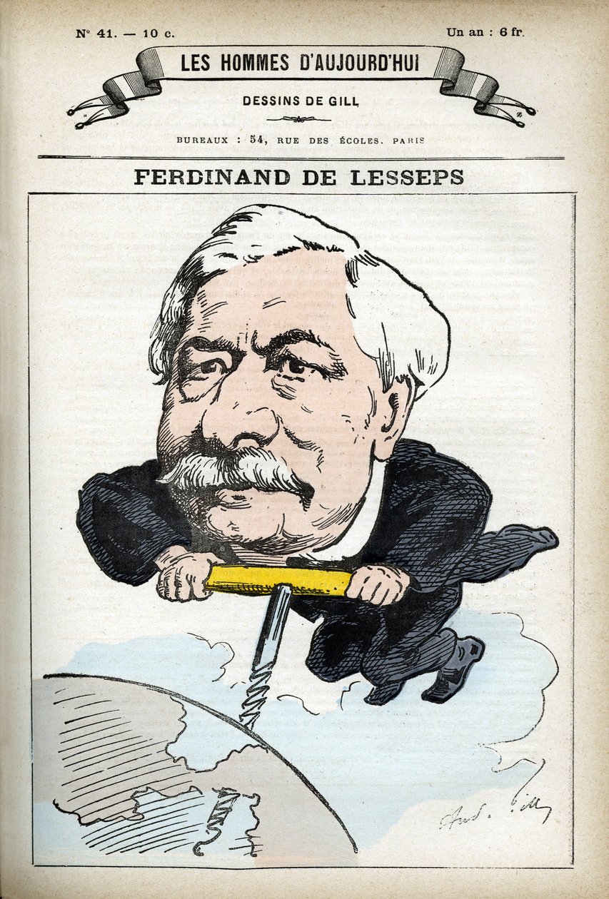 Porträtt av Fernand de Lesseps (1805-1894), fransk diplomat. Tecknad av Gill, i "Les Homme d